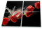 Lot de 2 cache-plaques de cuisson en verre Rouge poivron 2 x 30 x 52 cm