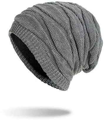 JSDing Wintermütze Unisex Mütze Weiche Stretch Strick Gefüttert Dicke Warme Mütze Slouchy Ski Beanies Mütze Wolle Baggy Skateboard Caps für Männer und Frauen Paar