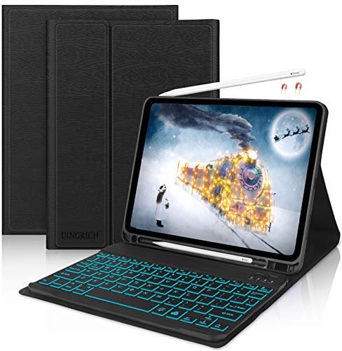 iPad Air 5/4 Case with Detachable Keyboard, iPad Pro 11 Case - 7 Color Backlit Bluetooth Keyboard for iPad Air 10.9/iPad Pro 11 (2018/2020/2021/2022), Black