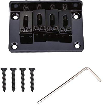 Parti di ricambio a ponte fisso a 4 corde pratiche per cigarbox Chitarre elettriche Basso Ukulele per l'aggiornamento della chitarra(black)
