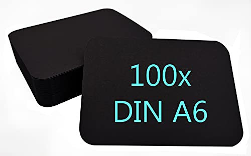 DIN A6 Postkarten Karteikarten Set Blanko zum Selbstgestalten Wahlweise mit Umschlägen und runden Ecken (schwarz rund 300g/m², 100 Karten ohne Umschläge)