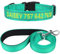 TagME Hundehalsband und Leine, Personalisierbar Reflektierendes Hundehalsband Mit 1.5M Doppelseitige Reflektierende Hundeleine für Mittelgroße, Türkis