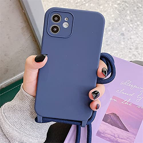 Emlivi iPhone 12 Pro Max Mobile Phone Chain Case, Necklace Mobile Phone Cord, Protective Case, Soft Silicone TPU Cover with Stylish Strap, Chain Case for iPhone 12 Pro Max, Dark Blue