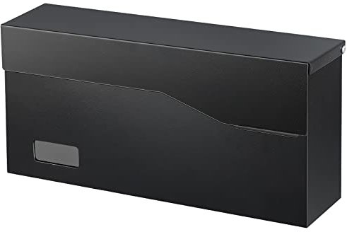 xydled Grande boîte aux lettres murale en acier à suspendre pour extérieur, boîte aux lettres moderne pour maison, maison, noir texturé, 36 x 18 x 10 cm