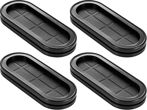 Poppstar 4er-Set Kabeltüllen oval (91 x 37 x 11 mm) Kabelschutz-Durchführungs-Tüllen aus Gummi zum Kabel Durchführen, Farbe schwarz