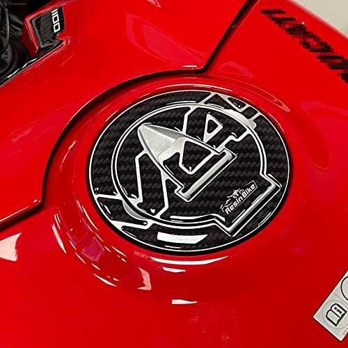 Resin Bike Adesivi Moto Compatibile con Ducati Panigale V4 e V4S 2018 2022. Protezione Tappo Serbatoio da Urti e Graffi. Adesivo Resinato con Effetto 3D per Tappo Benzina