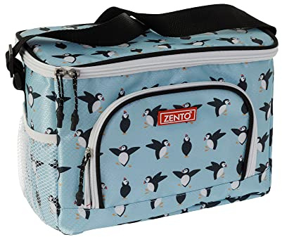 Zento Puffin Cool Bag|8.5L capacity|6hrs| Holds Up To 12 Cans| Sunburst Design, Insulated Lining & Ripstop Fabric Keeps Your Snacks Fresh-Travel/Camping/Picnic | Blue