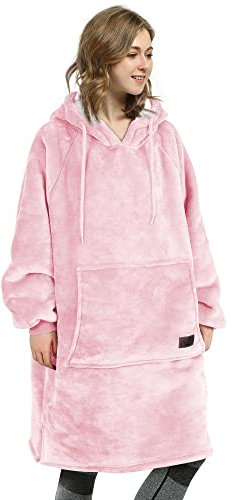 Catalonia Classy Sherpa Kapuzendecke Kuschelig Hoodie Decke, Flauschig Warmer Pullidecke Lange Kapuzen Sweatshirt mit großer Kapuze und Fronttasche, Gifts für Kinder Erwachsene Frauen Männer Mädchen