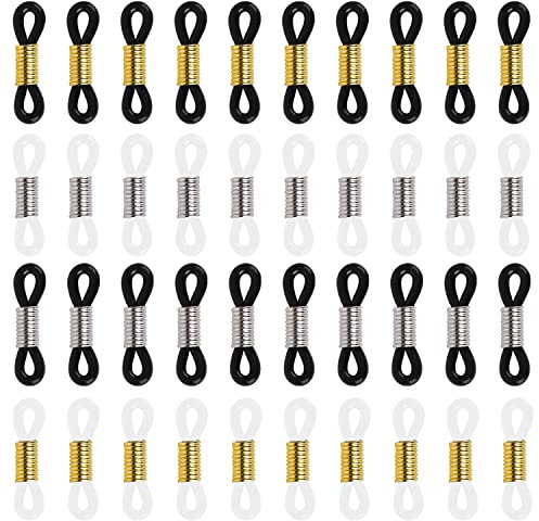 AWAVM 40 Stück verstellbare Brillenschnalle, Brillenring-Lanyard-Zubehör, Silikon-Brillenkettenhülle, rutschfestes Zubehör für Brillengestellketten