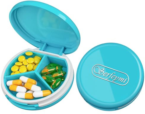 Serfeymi Tablettenbox 3 Fächer Pillendose Wasserdichte Medikamentenbox Pillenbox für Reise & täglichen Fächern für Medikamente,Vitamine, Fischöl,Nahrungsergänzungsmittel usw
