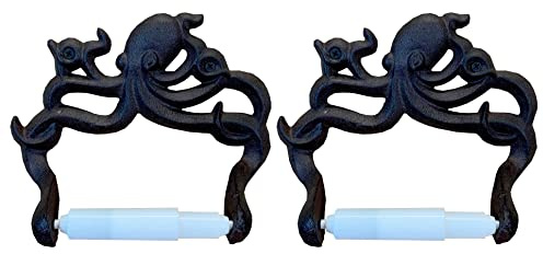 Selections Wall Mounted Octopus Loo Roll Toilet Peper Holder in Cast Iron - Pack of 2