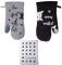 Tablier de Cuisine Femme Motif Chat Noir Gants Maniques Anti Chaleur Four Torchon Idée Cadeau Humour Rigolo Drole Design Fantaisie Chic Adulte Fille Maman Anniversaire (Gants et Torchon)