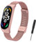 Mugust Bracelet Montre Connectée en métal pour Xiaomi Mi Band 7, Bracelet de rechange en acier inoxydable avec boucle réglable pour Mi Band 7 en métal pour femme et homme (rose)