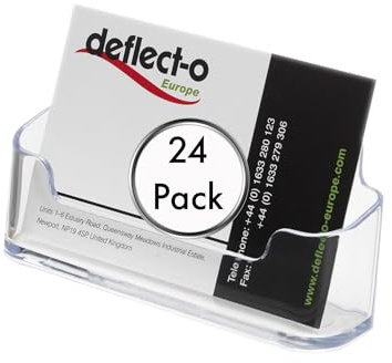 Deflecto Single Tier 2 Pocket Portrait Countertop Business Card Holder for Desk in Clear - Card Holders