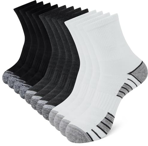 6 Paires de Chaussettes de Sport pour Femmes, Chaussettes de Sport Respirantes pour Dames, Chaussettes d'Entraînement pour la Course, la Marche, le Fitness et les Sports en Plein Air (Blanc+Gris+Noir)