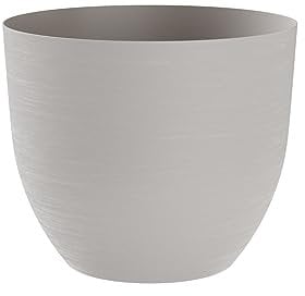 Teraplast vaso elegante a ciotola Over, fioriera da esterno e interno grande, spessore 5mm, effetto ruvido, con riserva d'acqua, diametro cm 48x32h (diametro cm 48, bianco (cloud))