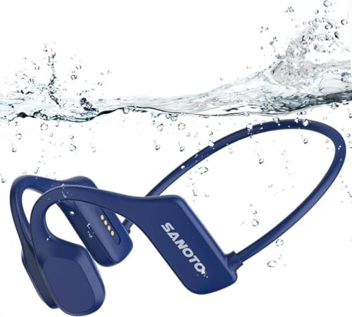 SANOTO Swimming Headphones Bone Conduction Headphones, Open Ear Wireless Bluetooth 5.2 Sport Headset IP68 Waterproof 8G MP3 for Running Fitness Gym Walking Cycling