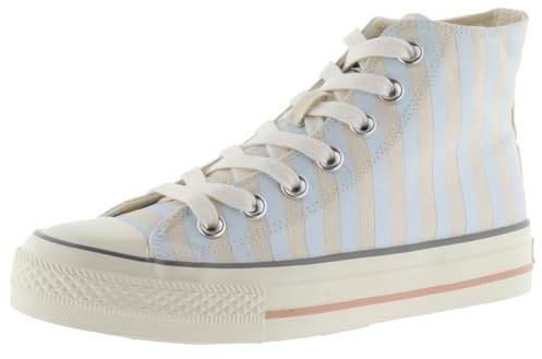 victoria HIGH-TOP TRIBU Canvas Karomuster & RETROSTEMPEL & GEWACHSTE Sohle Celeste 41