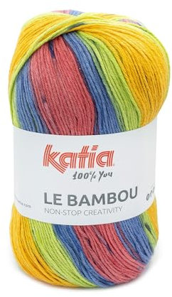 LE BAMBU von Katia in 100-Gramm-Knäueln und 120 Metern (gelb - Erdbeerrot - grün-blau (103))