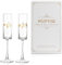NUPTIO Champagne Glasses Wedding Gift: Set of 2 Mr Mrs Engraved Flutes Prosecco Gold His Hers Personalised Present Clear Couple Groom Bride Engagement Anniversary Valentines Birthday