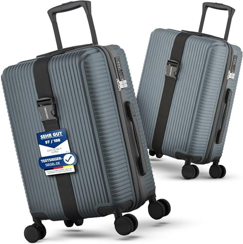 EXPLOORE Handgepäck Koffer 55x40x20cm Trolley, Leichter Robuster Hartschalenkoffer aus Premium ABS-Material mit TSA-Schloss, Reisekoffer mit Rollen, ideal als Koffer handgepäck, Grau