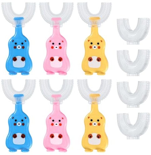 DKDDSSS 6 Stück Zahnbürste Kinder U Förmige Zahnbürste,All Rounded Kinder U-Form Zahnbürste,Massage-Zahnfleisch, Rundumreinigung,Cartoon Design,Silikon Kinderzahnbürste Alle Abgerundeten 2-6 Jahren