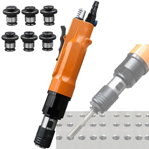 SNBGRYE Pneumatische Gewindeschneidmaschine, Mit 6 Spannzangen (M3-M12), Selbstsichernder Kopf, Einstellbare Geschwindigkeit, Mehrzweckbohrer Zum Bohren/Gewindeschneiden,B