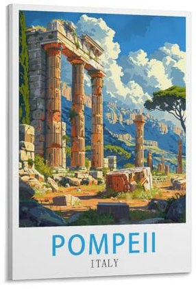 LHJOIUN Pompeji Italien-Reiseposter, Vintage-Poster, 50 x 75 cm, Kunstdruck auf Leinwand, für Wohnzimmer, Schlafzimmer, Heimdekoration, moderne Kunst