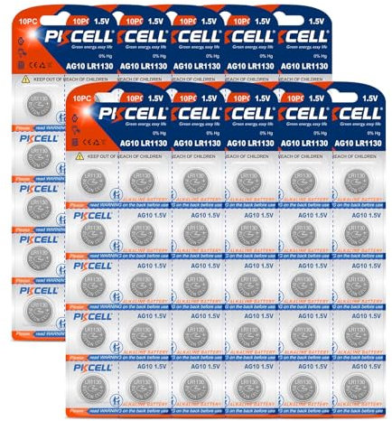 PKCELL Piles Bouton alcalines LR1130 AG10 1,5 V pour Livres Audio,Montres,Jouets,Lot de 100