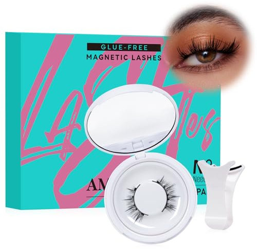 Pestañas Magnéticas con Aplicador de Grupos Kit de Pestañas Postizas Magnéticas Naturales Wispy Reutilizables con Imanes Sin Necesidad de Pegamento Fáciles de Usar y Quitar (Uno Par)