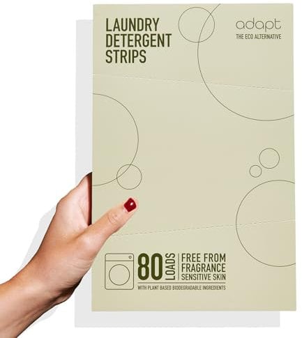 Adapt Laundry Detergent Strips Sheets 80 loads Eco Ultra-Concentrated Non-Bio Fragrence Free for Machine and Hand Washing