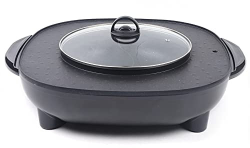 Mookata Thai Hot Pentola elettrica con grill, 2200 W, pentola calda multifunzione, con rivestimento antiaderente, griglia elettrica senza fumo, barbecue coreano, hot pot, tailandese