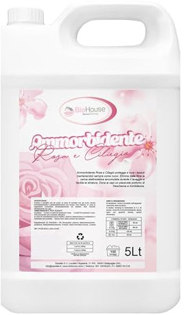 Ammorbidente Lavatrice Profumato 5 Litri Detersivo Lavatrice Liquido Concentrato 100 Lavaggi Protegge e Cura i Tessuti Facilita e Stiratura (Rosa e Ciliegio)