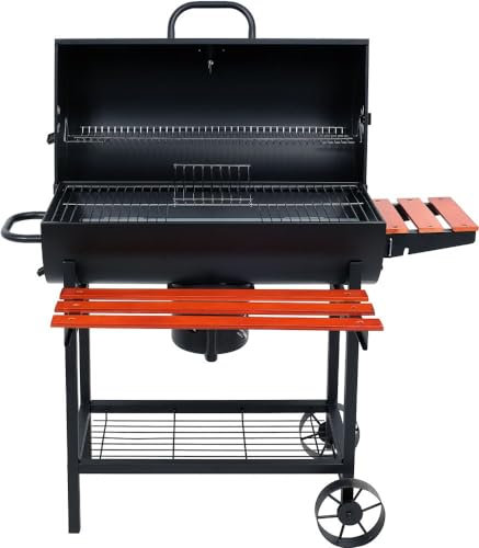 Holzkohlegrill Barbecue Grillwagen BBQ Holzkohle Premium Kohle Smoker fahrbar | Ø 70 x (L) 95,5 cm