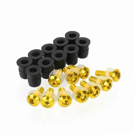 HUIGAR Visserie pour Bulle Moto pour Ya&MAHA XTZ750 1989 – 1996 5mm 10pièces Boulons De Pare-Brise De Moto Fixation D'écrou À Vis(Jaune)