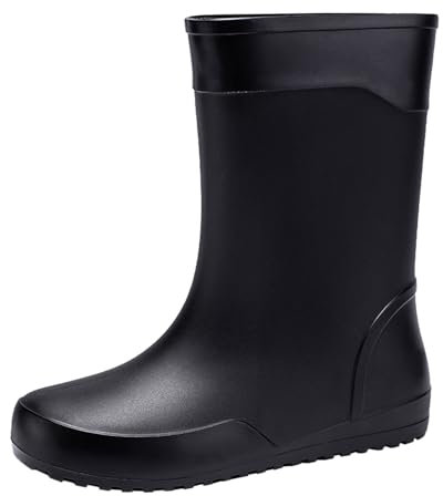 Generico Stivale Donna in Pelle Stivali Estivi Donna Bassi Scarpe Casual Antiscivolo da Pioggia da Uomo Stivaletti Medi Scarpe Casual da Uomo Outdoor Stivali Indianini Primaverili Stivali (Black, 43)