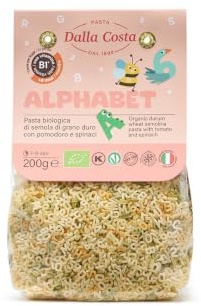Dalla Costa Mini Alfabeto Pasta Tricolore Al Pomodoro E Spinaci Pasta Bio Per Bambini Con Vitamina B1 Confezione Risparmio 8x200gr