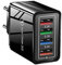 Cargador de movil Cargador USB 4 Puertos de Carga 3.0 Universal Apto para Todo Tipo de Dispositivos móviles (Negro)