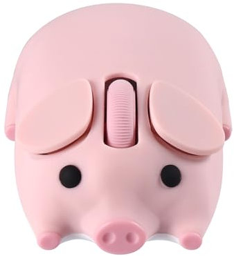 Ratón inalámbrico, lindo ratón de ordenador doble modo en forma de cerdo, silencioso, portátil, 1200 DPI, alimentado por batería, ideal para tableta, ordenador portátil, regalo para niños (rosa)