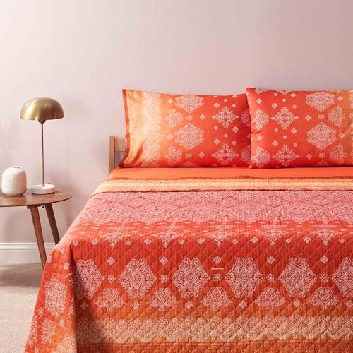 Bassetti Kerala Tagesdecke aus 100% Baumwolle in der Farbe Orange O1, Maße: 265x255 cm - 9332269