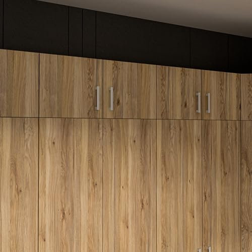 Forte ECONOBOX Schrankaufsatz 135, 4-türiger Drehtürenschrankaufsatz, Holzwerkstoff, Mauvella Eiche Dekor, 177,5 cm breit, 38,1 cm hoch, 54,2 cm tief