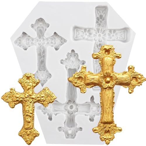 Sijiangmold Kreuz Silikonformen Kreuz Fondantform Für Kuchendekoration Schokolade Cupcake Topper Süßigkeiten Polymer Ton Blütenpaste