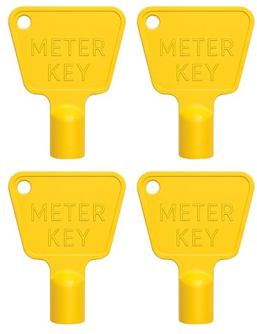 Trimming Shop 4 x Plastic Utility Meter Box Key – Gas & Electric Meter Key with Triangular Socket – Yellow Durable Meter Cupboard Key for Commercial Bin Lock Access