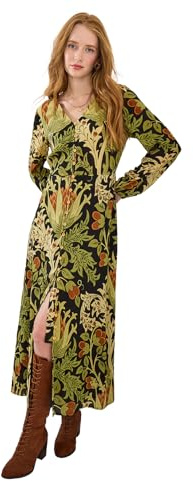 Joe Browns Women's V Neck Floral Print Boho Maxi Dress, Regular, Black, UK 18
