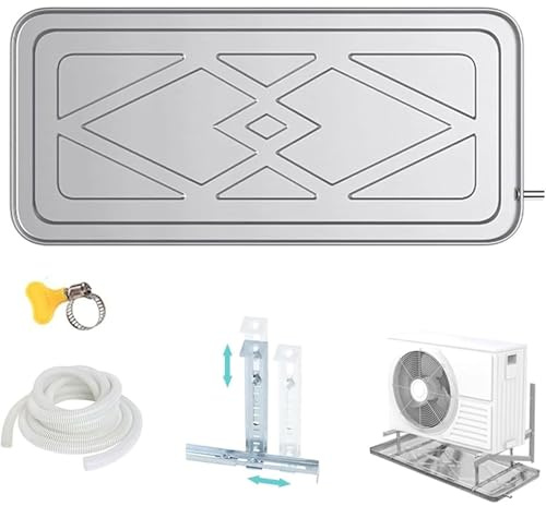 Universal Split Klimaanlage Wärmepumpe Tropfschale Edelstahl Kondensatwanne mit Montagehalterung & Ablaufrohr für effizienten Wasserablauf