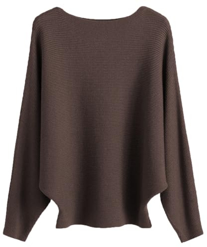 Cegerne Maglione Donna Maniche Pipistrello Elegante Oversize Maglia a Maniche Lunghe Sweatshirt Lavorato a Maglia Top Batwing Knitted Sweater