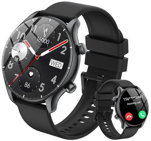 vamout Smartwatch Herren Damen Rund mit Telefonfunktion/AI Assistentin,1.39 HD Uhr,120+ Sportmodi Watches for Men, Fitnessuhr Herren mit SpO2 Pulsuhr Schlafmonitor, IP68 Wasserdicht, für iOS Android