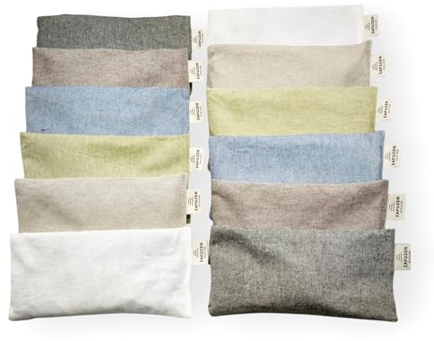 ZAFUZEN 12er-Set Augenkissen Yoga mit Lavendel – Studio Set | 12 Augenkissen aus Baumwolle, gefüllt mit Reis und Lavendelblüten. Für Yoga, Yogastudios, Kurse und Savasana.