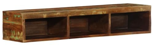 Mangloder TV Wandschrank aus massivem Altholz, 100 x 30 x 19 cm, mehrfarbig, wandmontiert, stauraum für wohnzimmer, heimkino, gaming, fernsehschrank, mediaschrank, hifi rack, phonoschrank