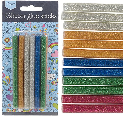 Lot de 12 bâtons de colle couleurs paillettees 7mm pour pistolet à colle